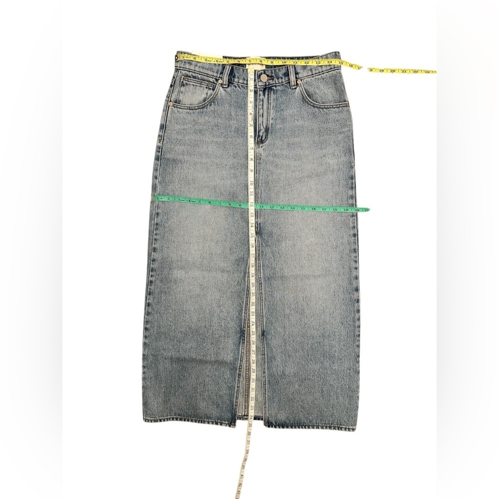 ABRAND Jeans Denim Maxi Skirt Blue ‘99 Low Skirt Y2K Sample NWT Women Size 26” - Picture 7 of 10